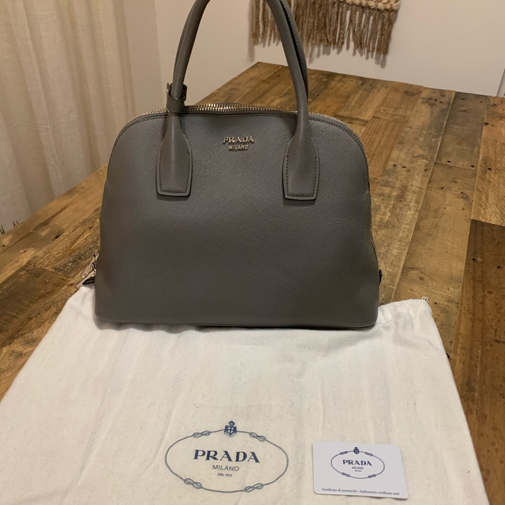 Authentic Prada BL0899 Saffiano Handbag- Grey
